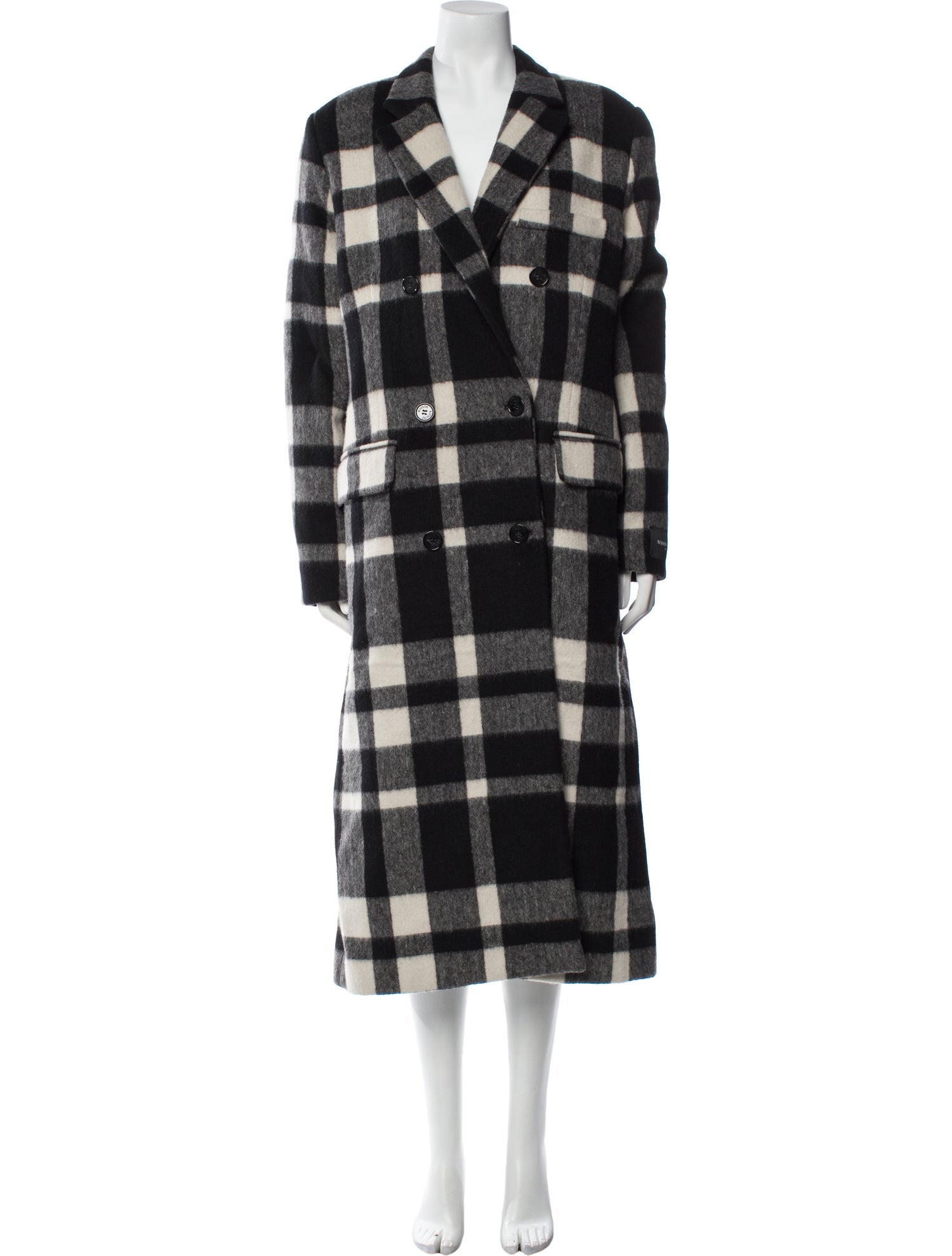 Maison Kitsuné Wool Plaid Print Coat
