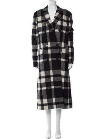 Maison Kitsuné Wool Plaid Print Coat