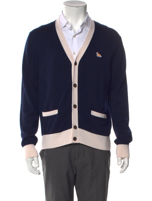 Maison Kitsuné Wool Colorblock Pattern Cardigan