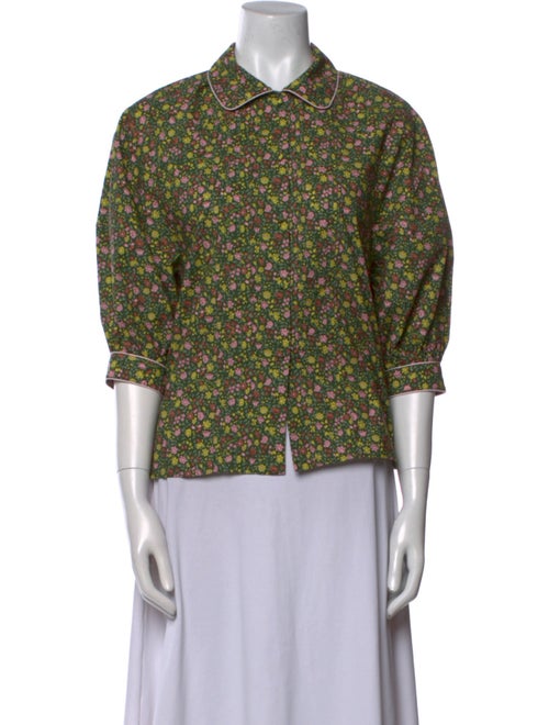 Maison Kitsuné Printed Three-Quarter Sleeve Button-Up Top