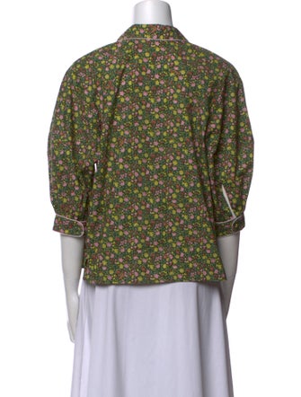 Maison Kitsuné Printed Three-Quarter Sleeve Button-Up Top