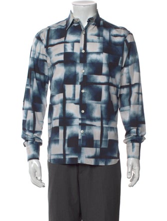 Maison Kitsuné Plaid Print Long Sleeve Denim Shirt