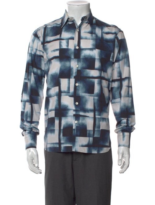 Maison Kitsuné Plaid Print Long Sleeve Denim Shirt