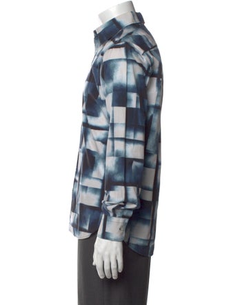 Maison Kitsuné Plaid Print Long Sleeve Denim Shirt