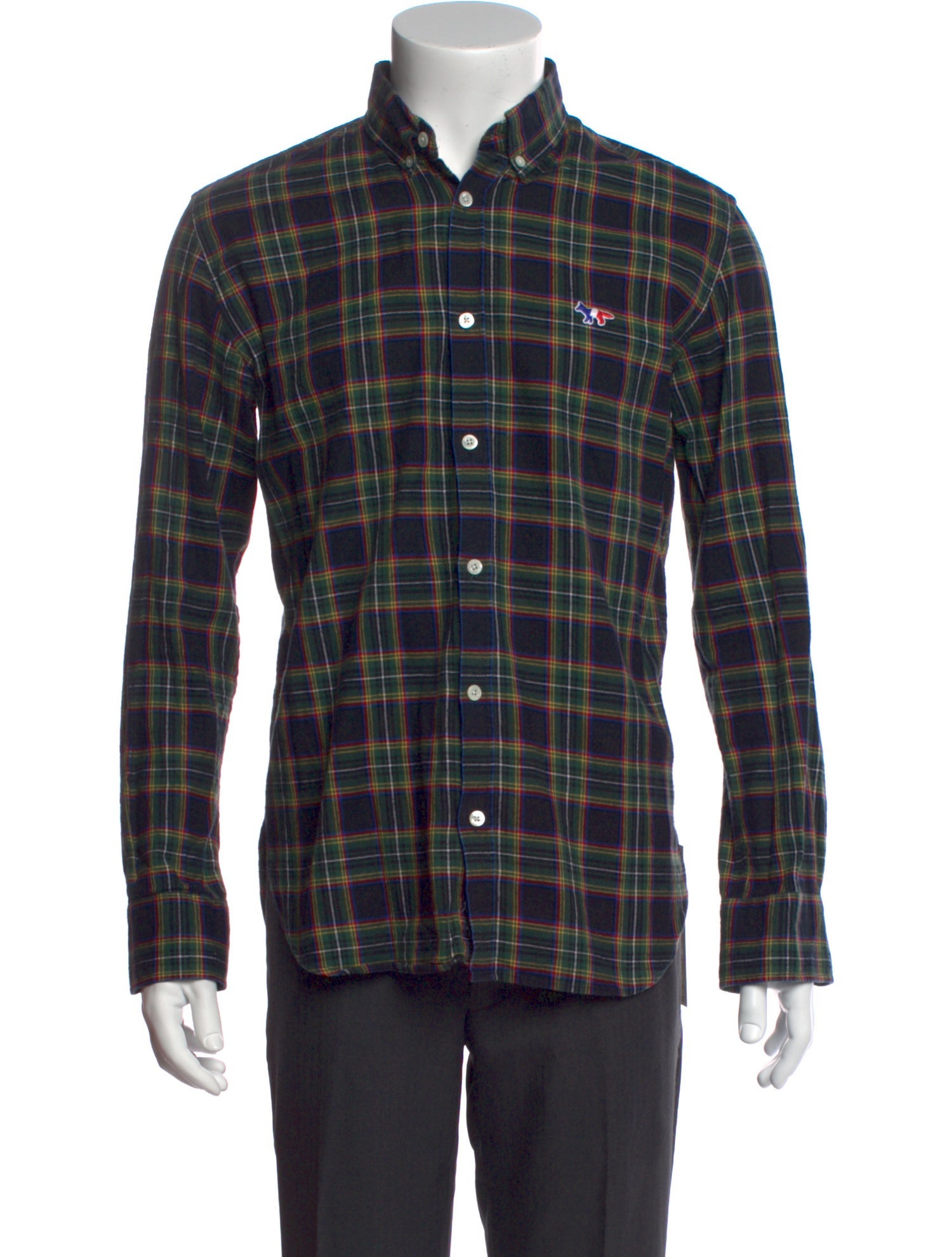 Maison Kitsuné Plaid Print Long Sleeve Shirt