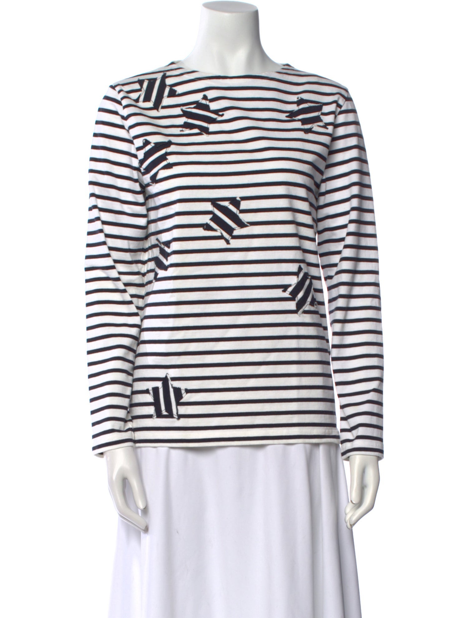 Maison Kitsuné Striped Bateau Neckline Top