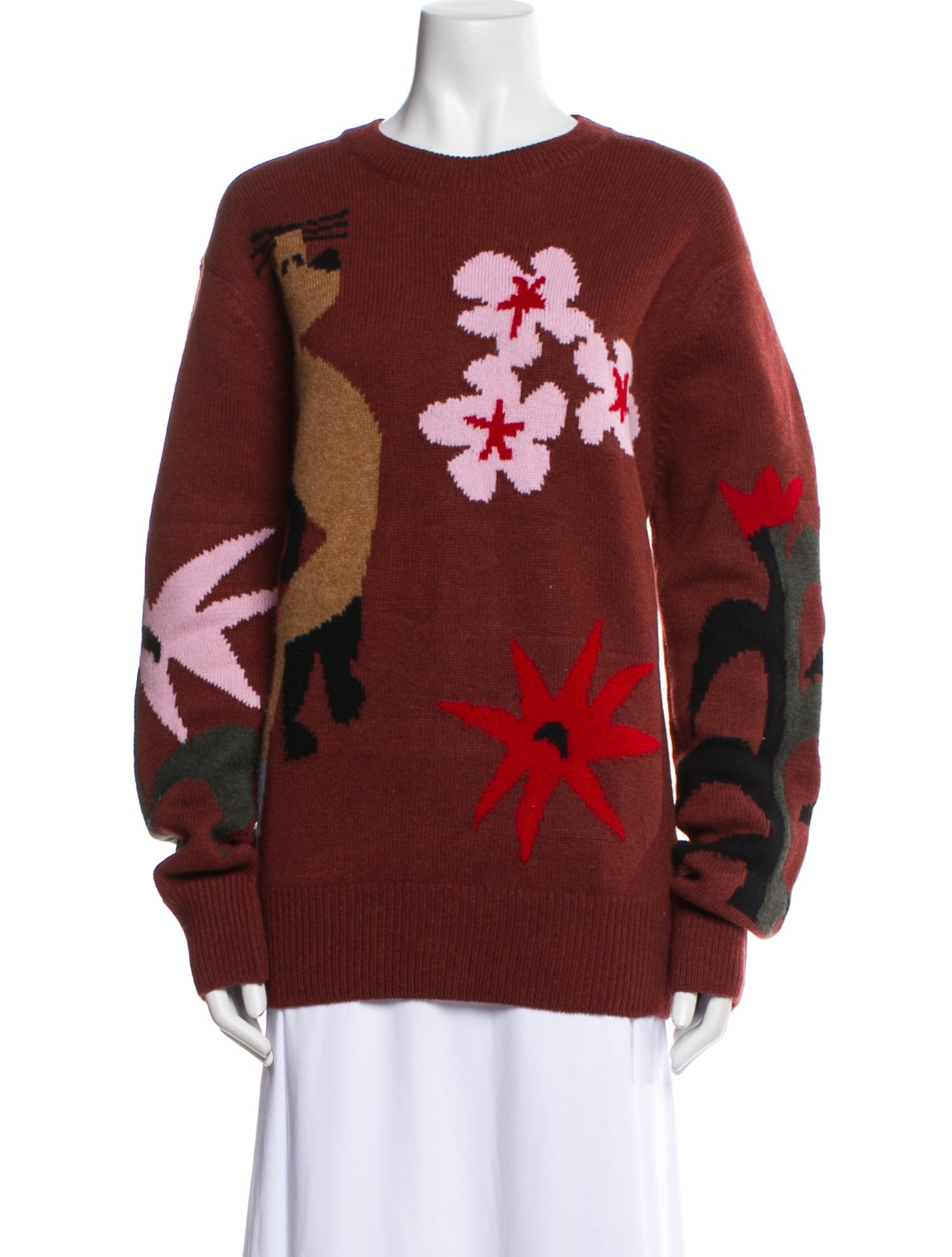 Maison Kitsuné Wool Floral Print Sweater