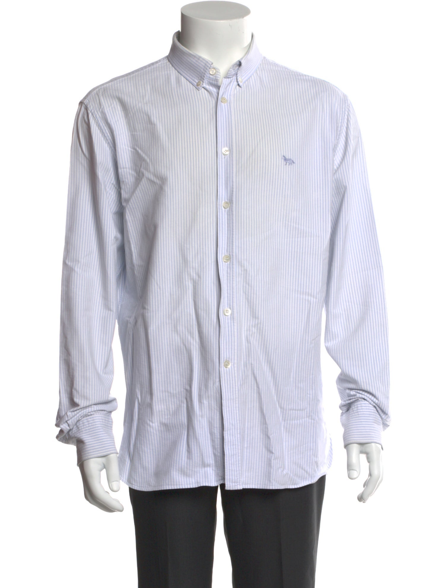 Maison Kitsuné Striped Long Sleeve Dress Shirt