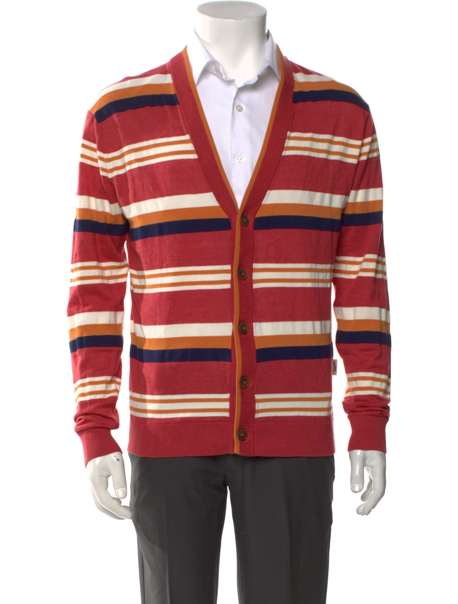 Maison Kitsuné Striped V-Neck Cardigan