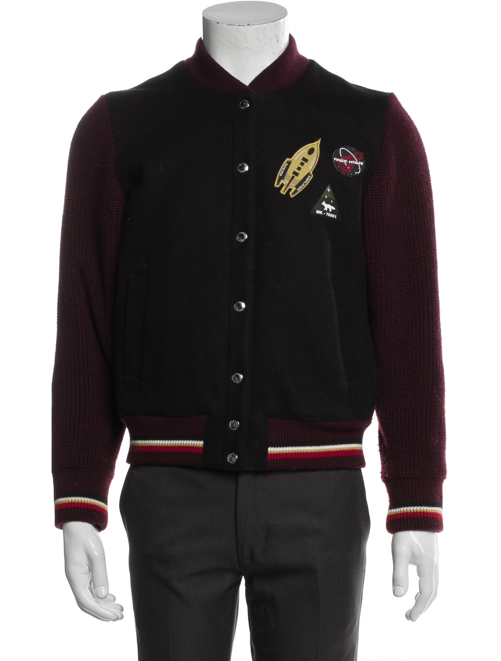 Maison Kitsuné Wool Graphic Print Varsity Jacket