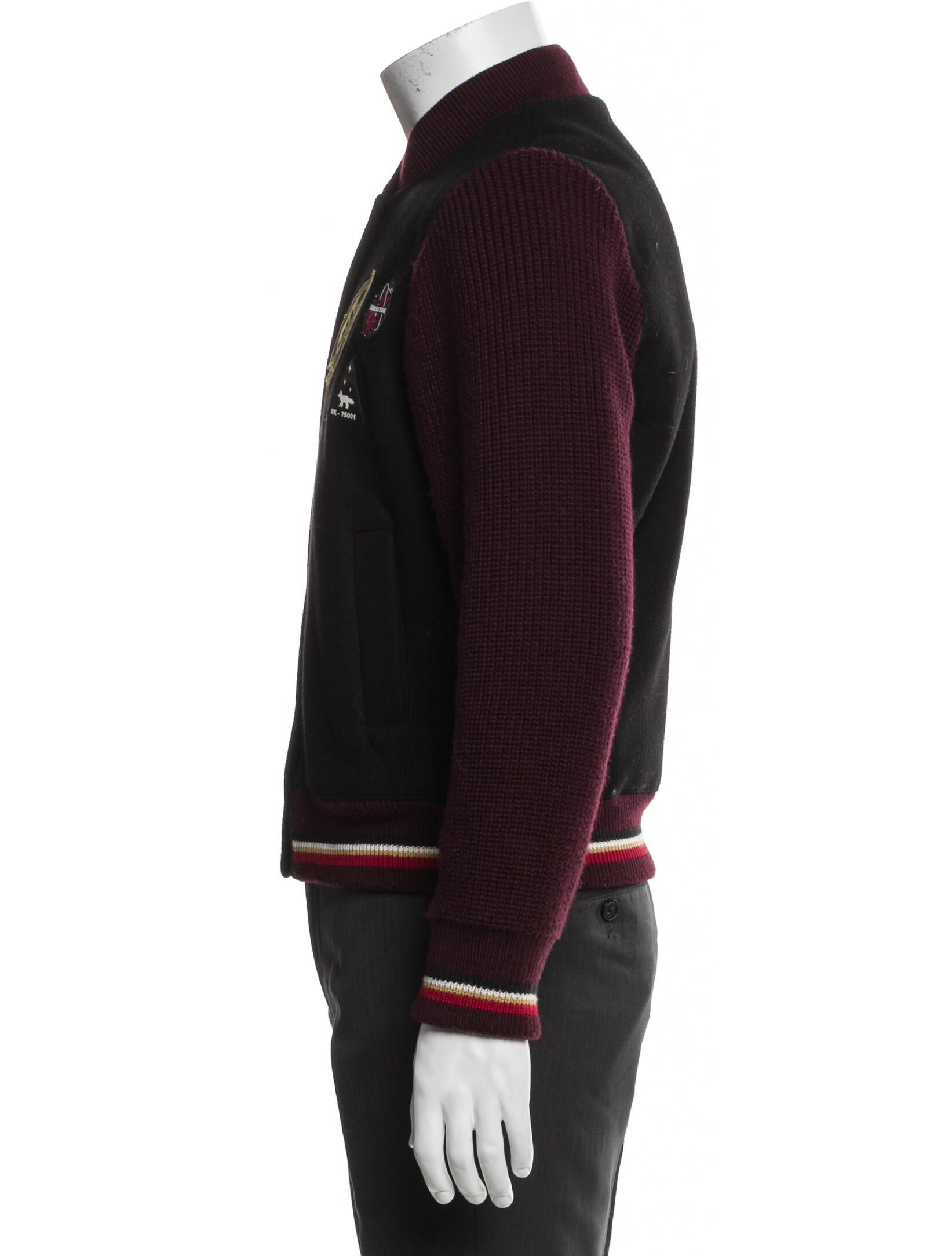 Maison Kitsuné Wool Graphic Print Varsity Jacket