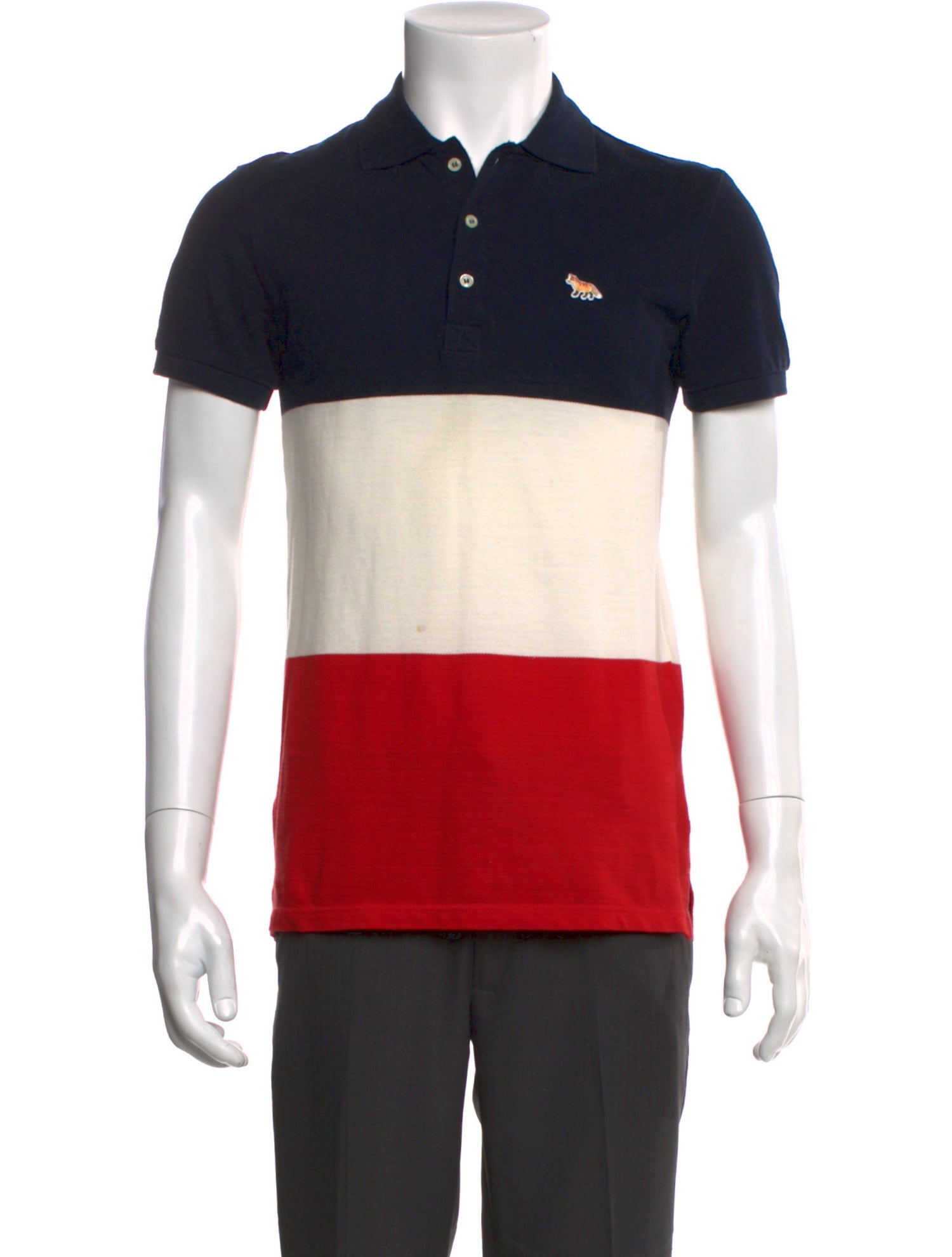 Maison Kitsuné Colorblock Pattern Collar Polo Shirt