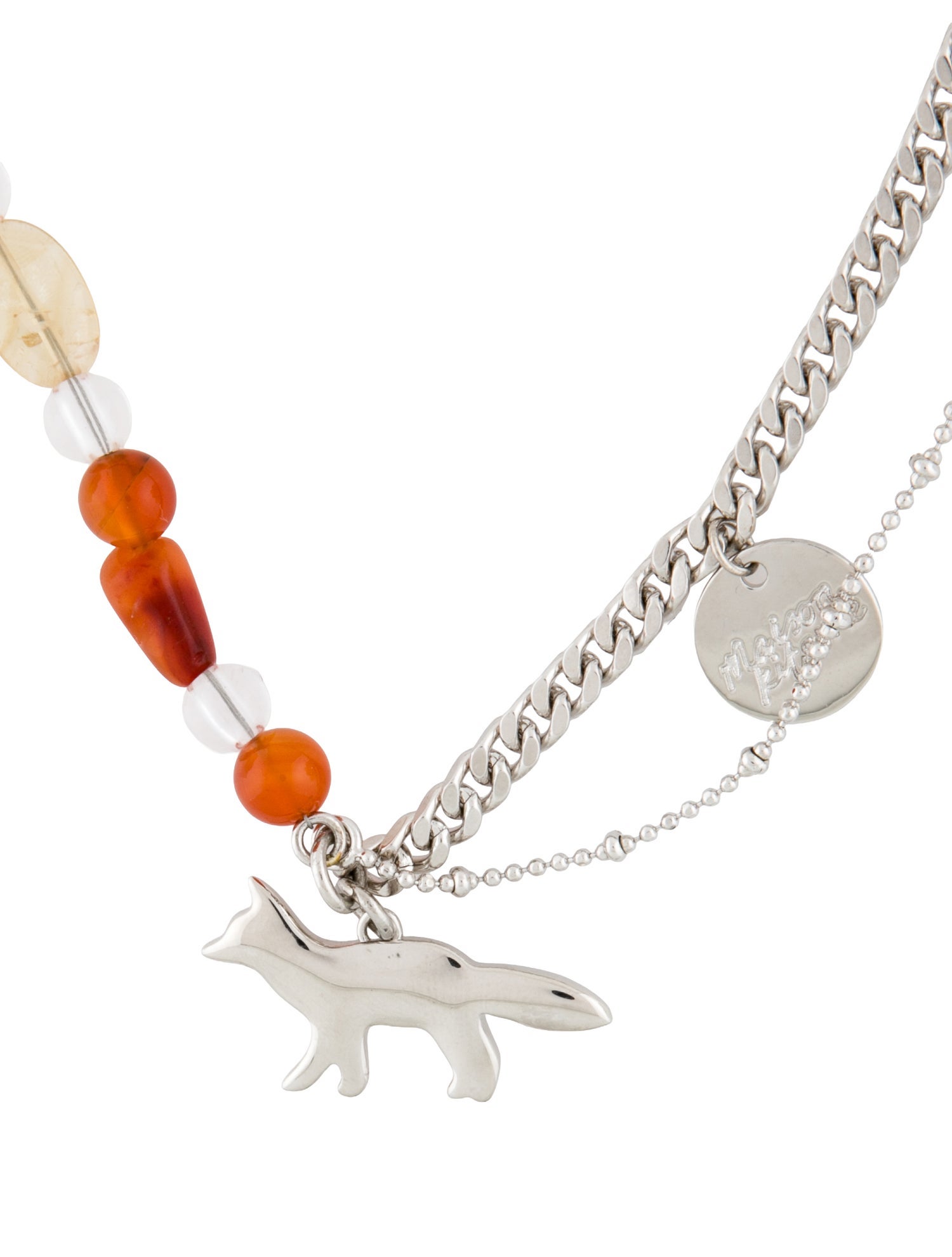 Maison Kitsuné Orange Stone Bead Strand Necklace
