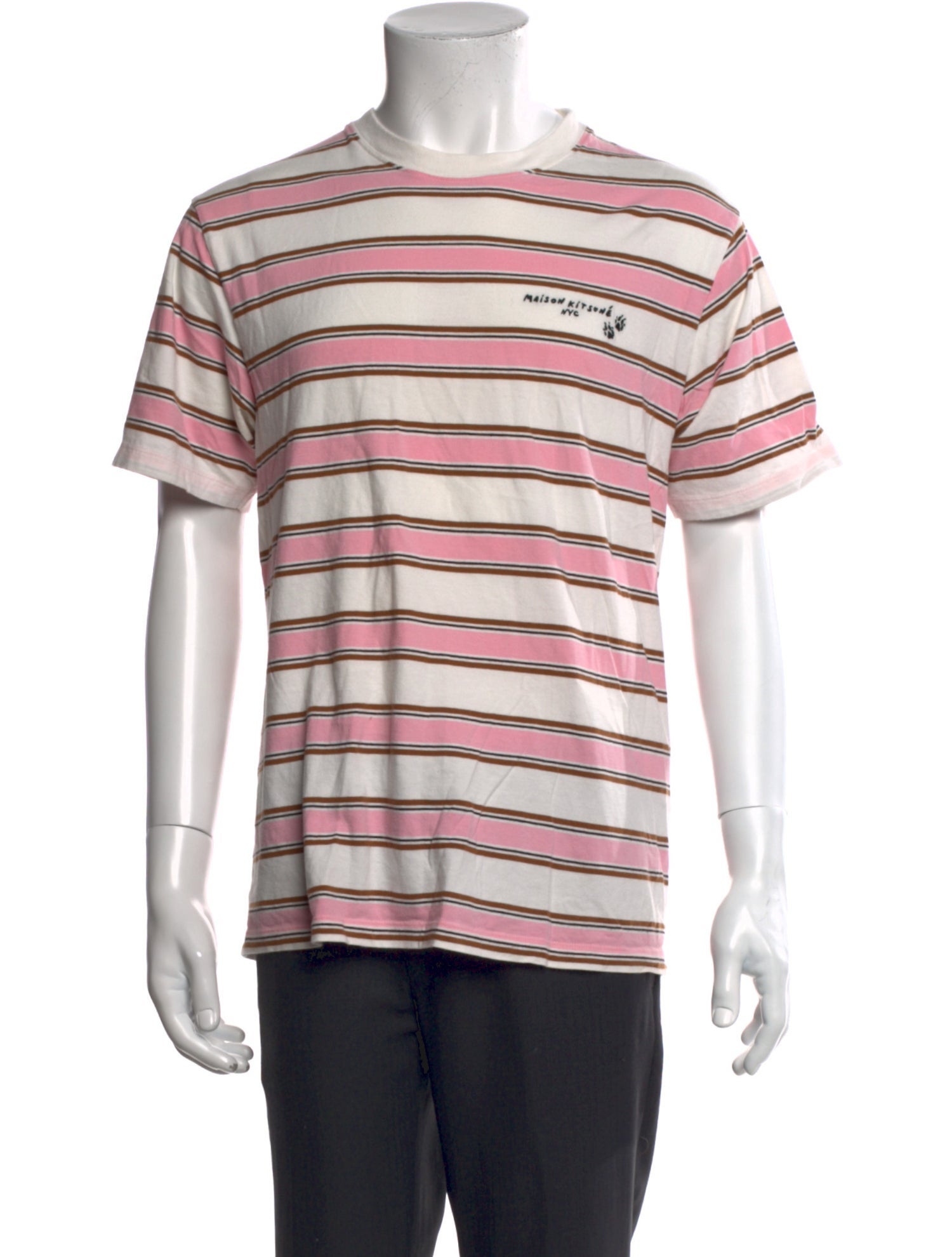 Maison Kitsuné Striped Crew Neck T-Shirt