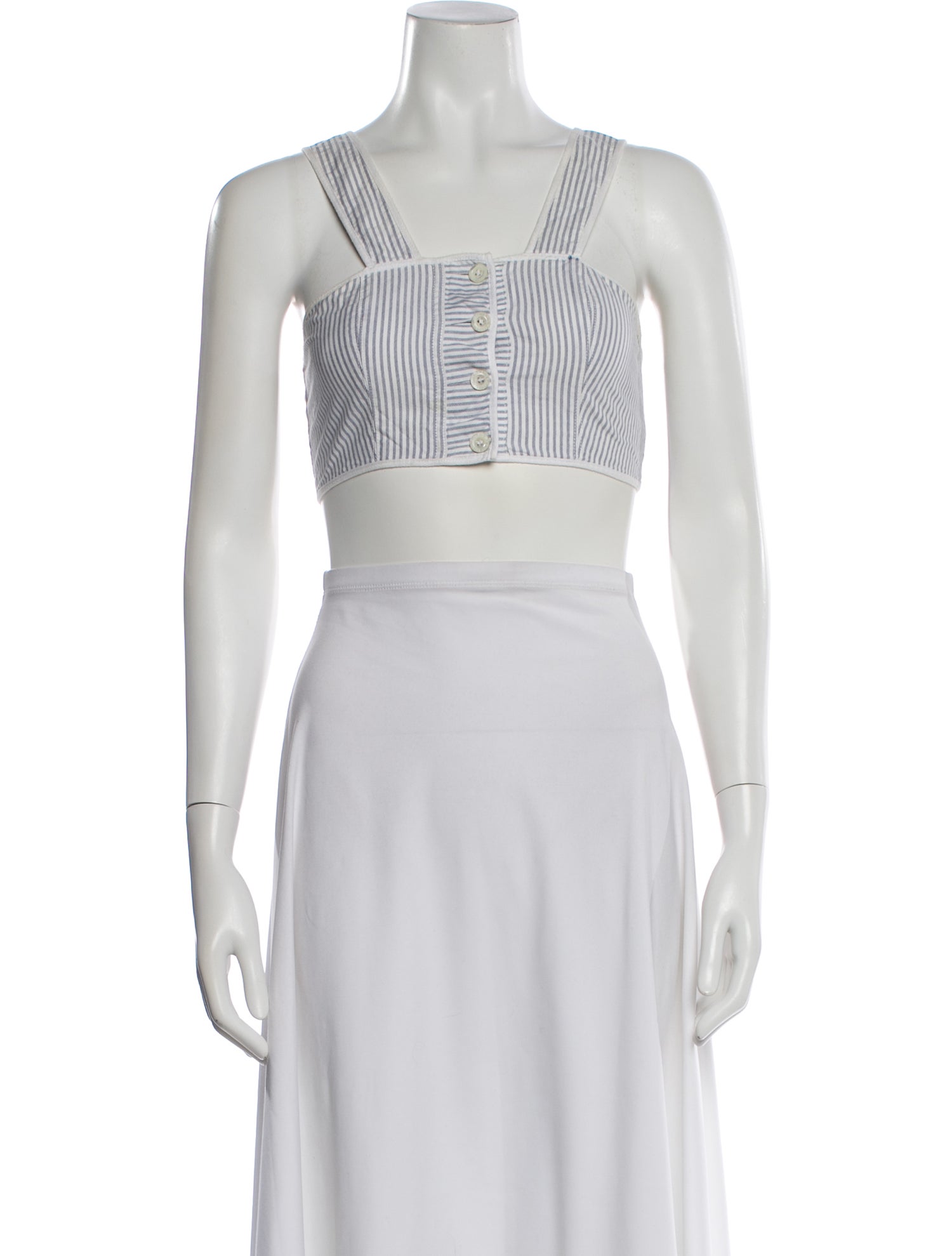 Maison Kitsuné Striped Square Neckline Crop Top