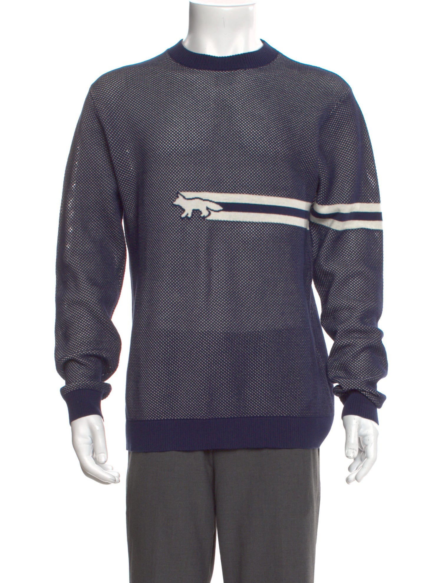 Maison Kitsuné Colorblock Pattern Crew Neck Pullover