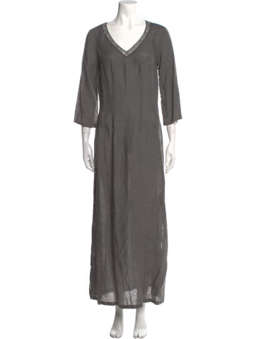 120% Lino Dresses V-Neck Long Dress Us4, It40 | S
