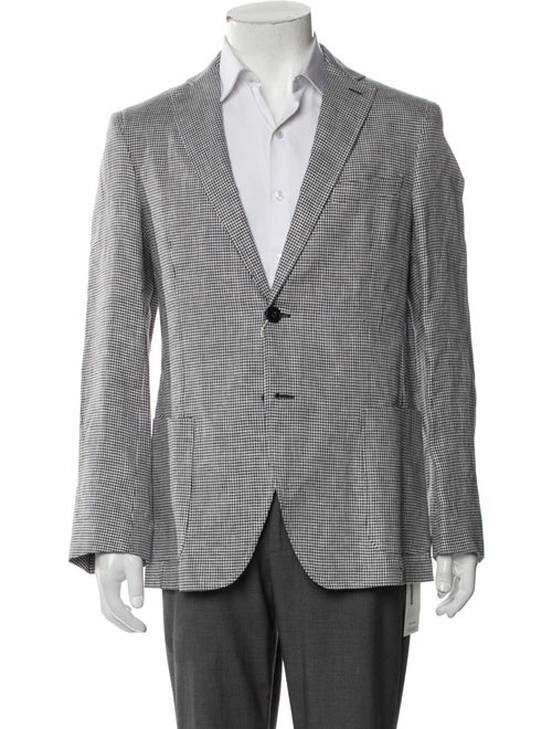 120% Lino Linen Houndstooth Print Blazer