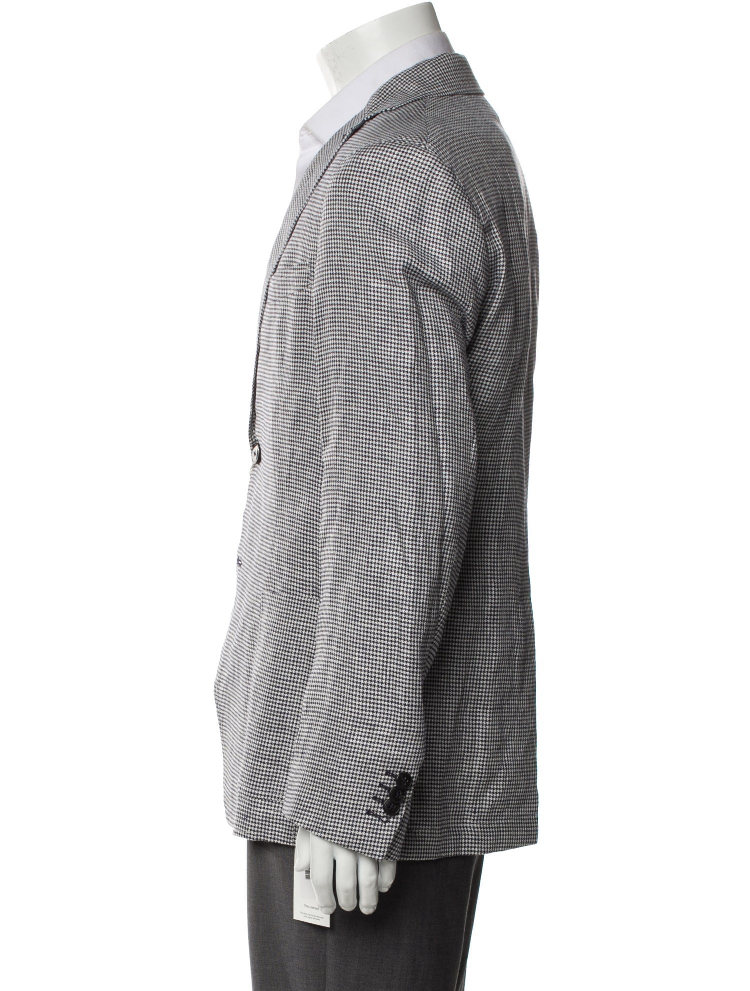 120% Lino Linen Houndstooth Print Blazer