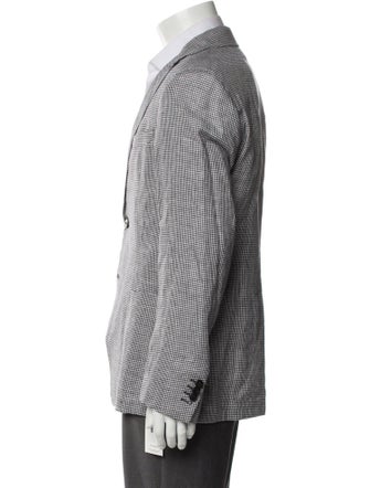 120% Lino Linen Houndstooth Print Blazer