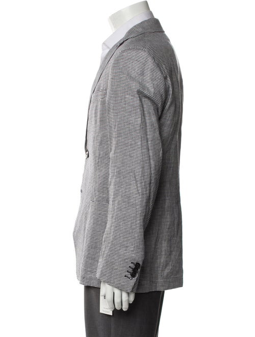 120% Lino Linen Houndstooth Print Blazer