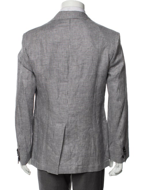 120% Lino Linen Houndstooth Print Blazer