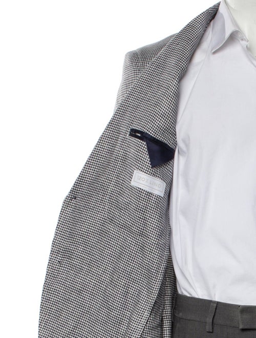 120% Lino Linen Houndstooth Print Blazer