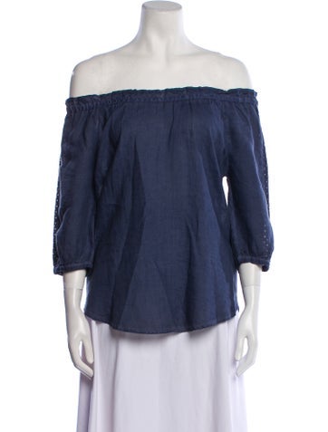 120% Lino Tops Linen Off-The-Shoulder Blouse Us4, It40 | L