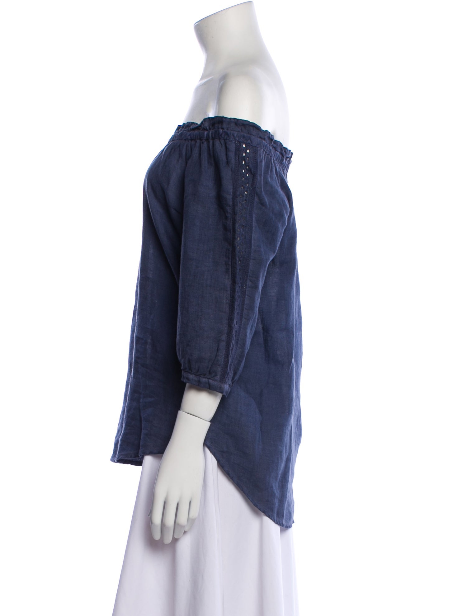 120% Lino Linen Off-The-Shoulder Blouse