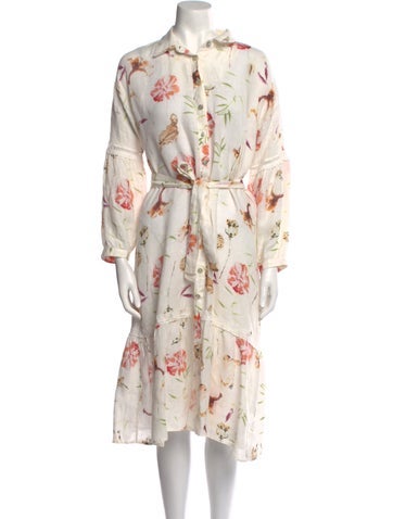 120% Lino Dresses Linen Midi Length Dress L