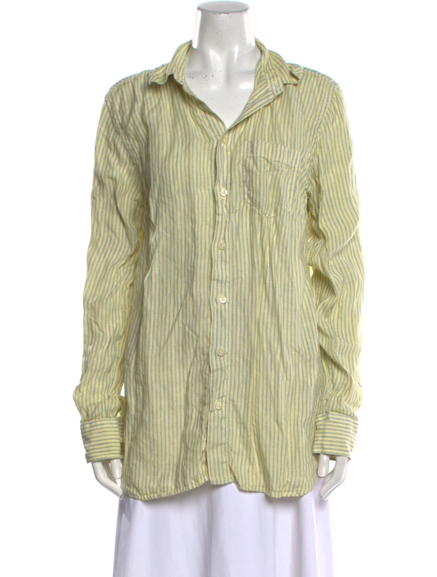 120% Lino Long Sleeve Button-Up Top