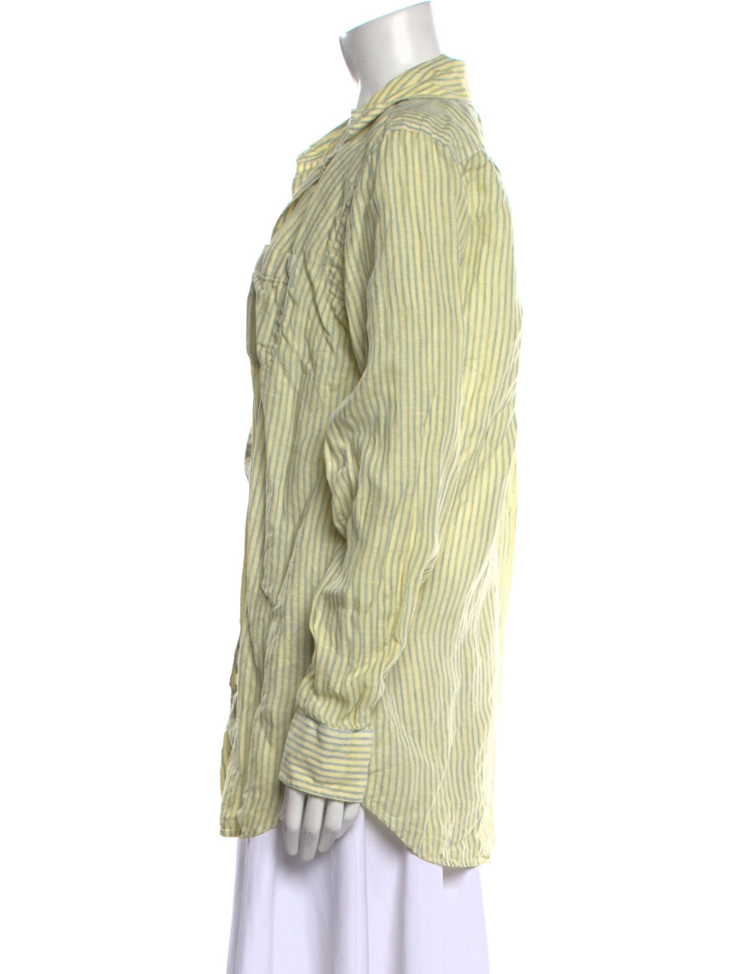 120% Lino Long Sleeve Button-Up Top