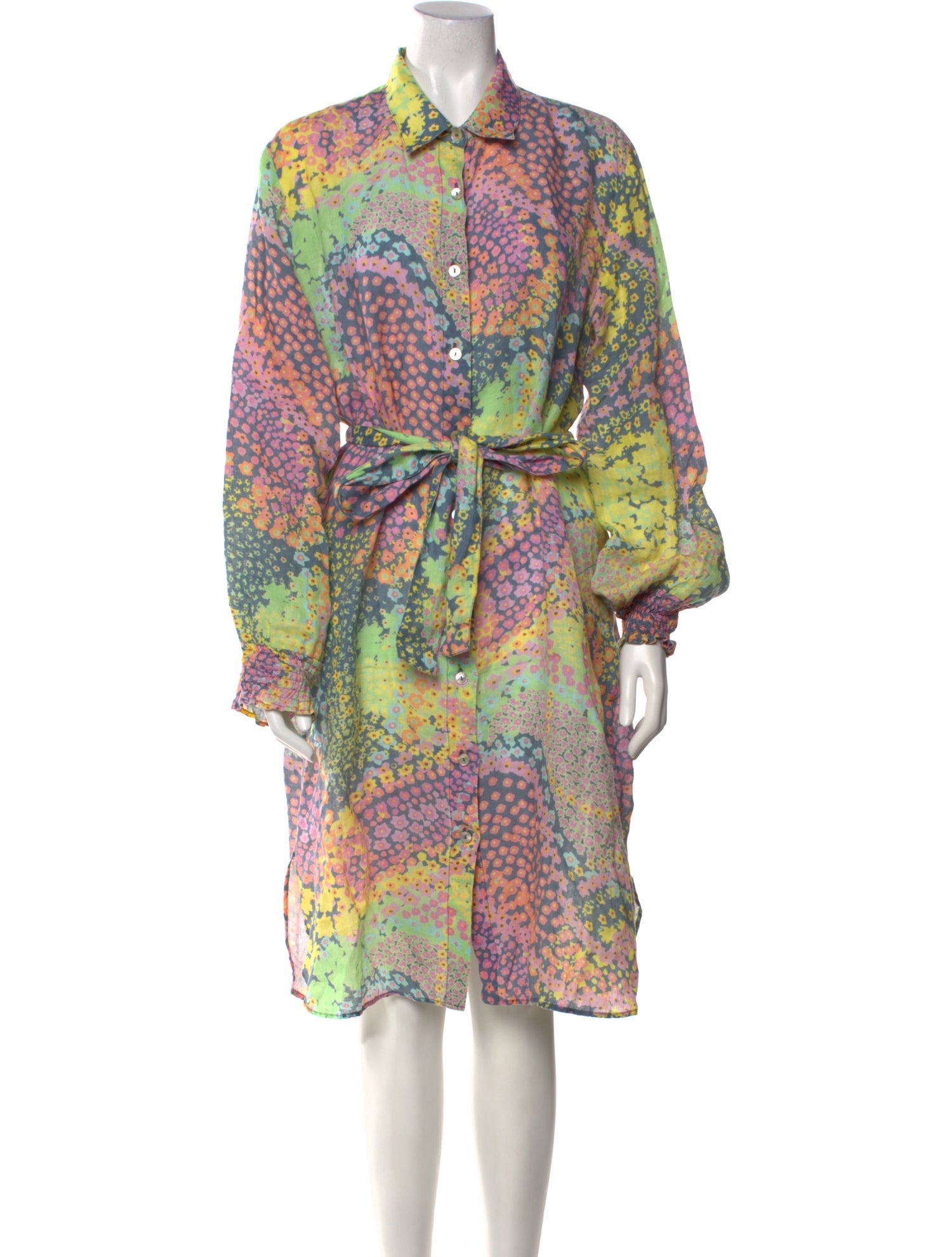 120% Lino Printed Midi Length Dress