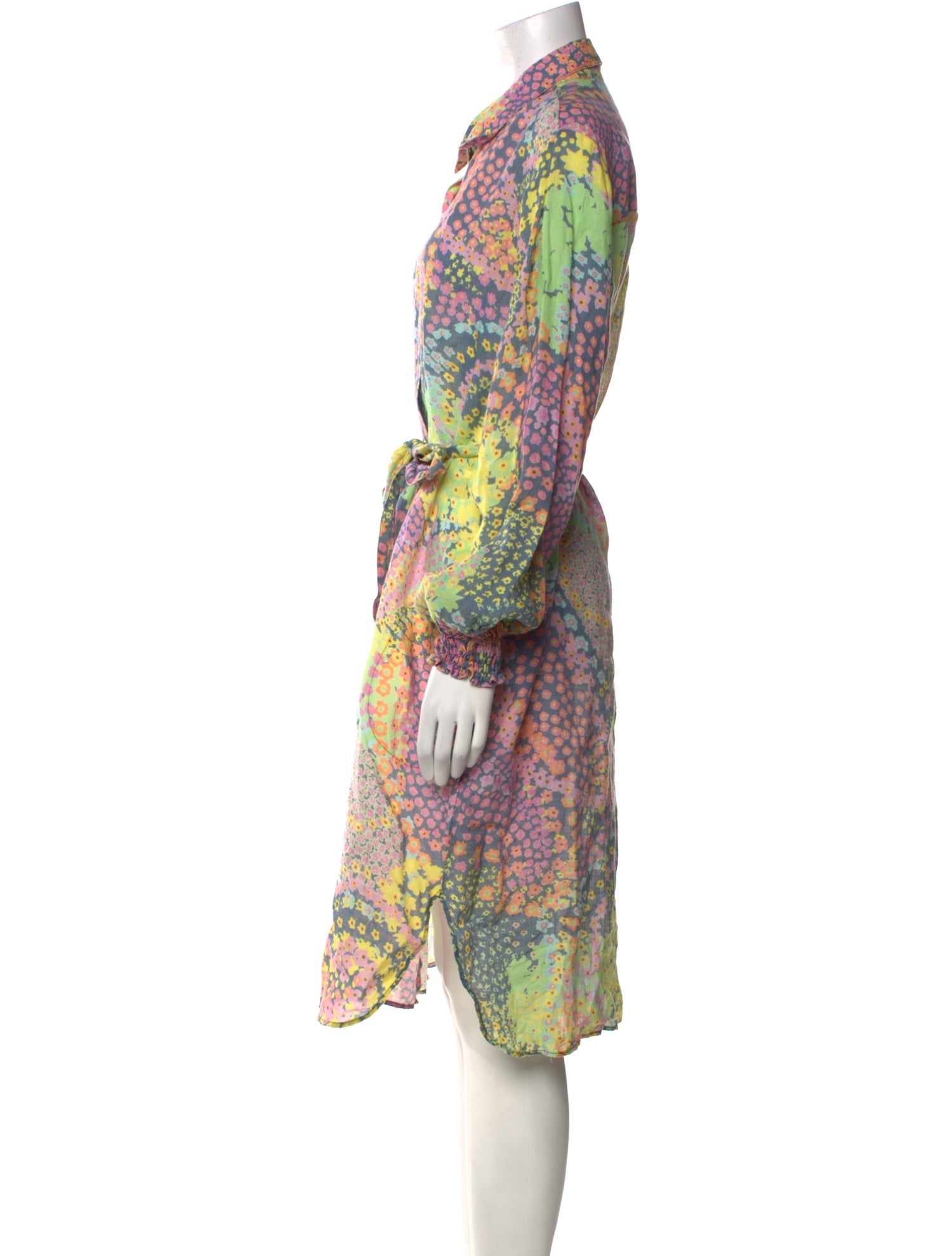 120% Lino Printed Midi Length Dress