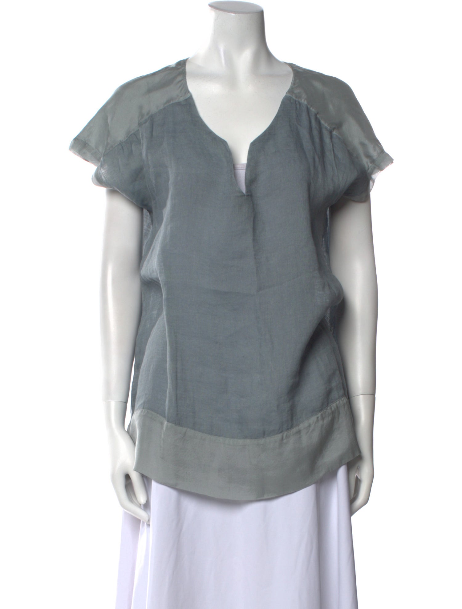120% Lino Linen V-Neck Blouse