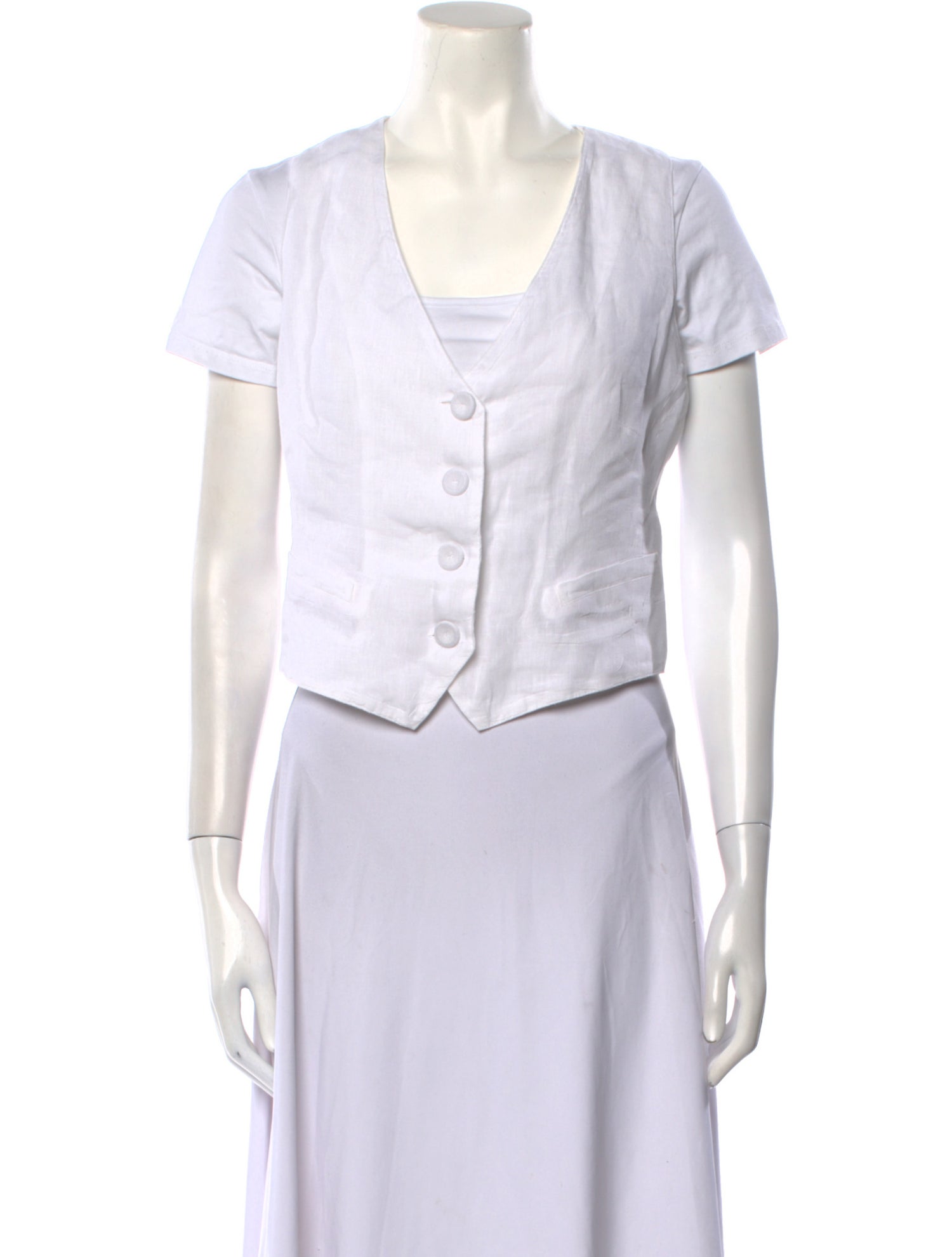 120% Lino Square Neckline Short Sleeve Crop Top