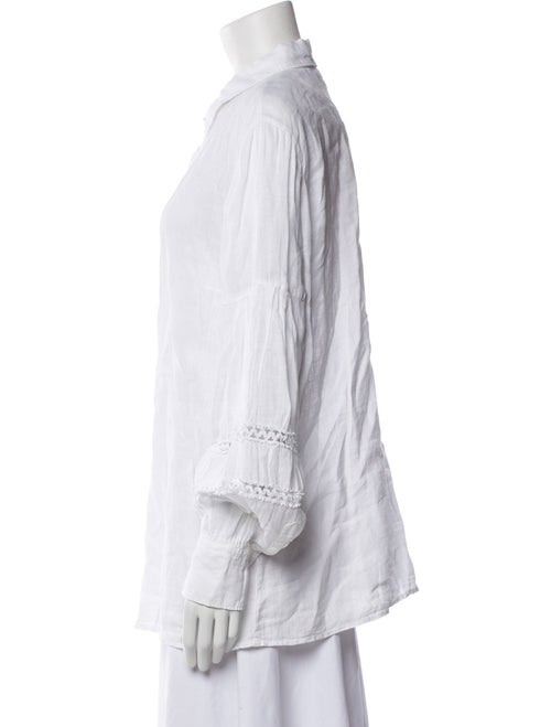 120% Lino Linen Long Sleeve Button-Up Top