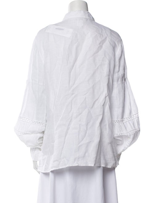 120% Lino Linen Long Sleeve Button-Up Top