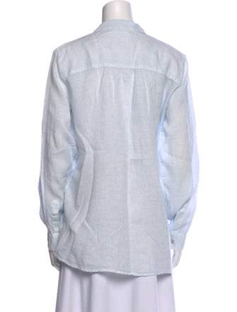 120% Lino Linen Long Sleeve Button-Up Top