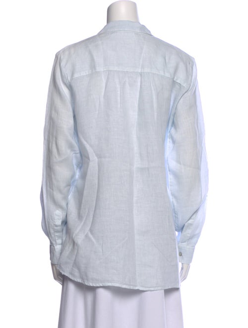 120% Lino Linen Long Sleeve Button-Up Top
