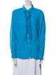 120% Lino Linen Long Sleeve Button-Up Top