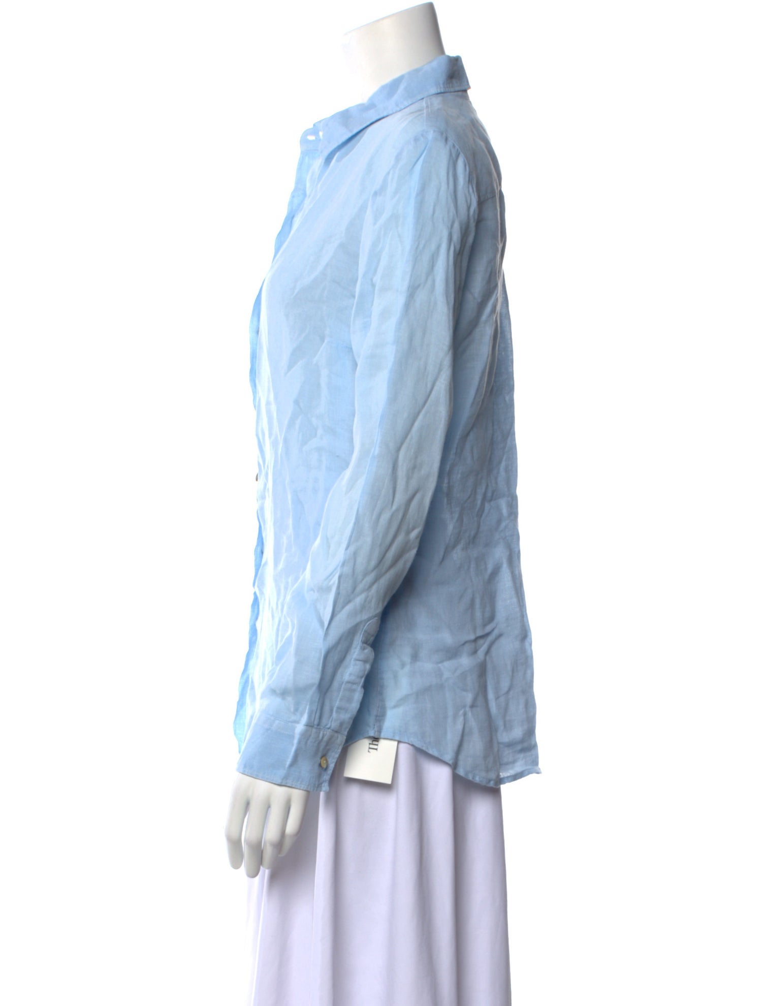 120% Lino Long Sleeve Button-Up Top