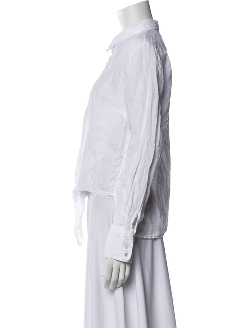 120% Lino Linen Long Sleeve Button-Up Top