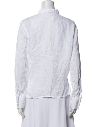 120% Lino Linen Long Sleeve Button-Up Top