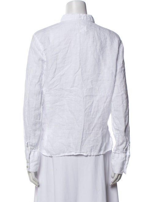 120% Lino Linen Long Sleeve Button-Up Top