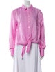 120% Lino Linen Long Sleeve Button-Up Top