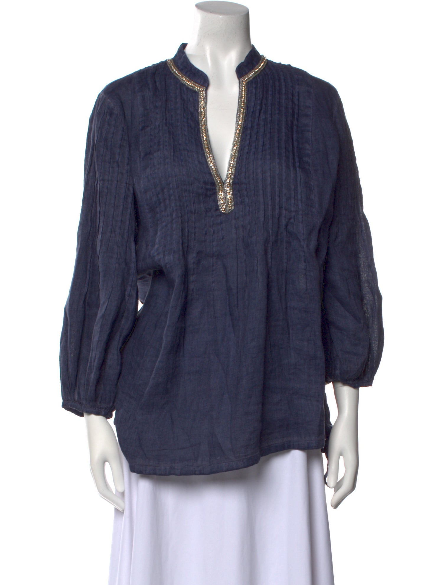 120% Lino Linen V-Neck Blouse