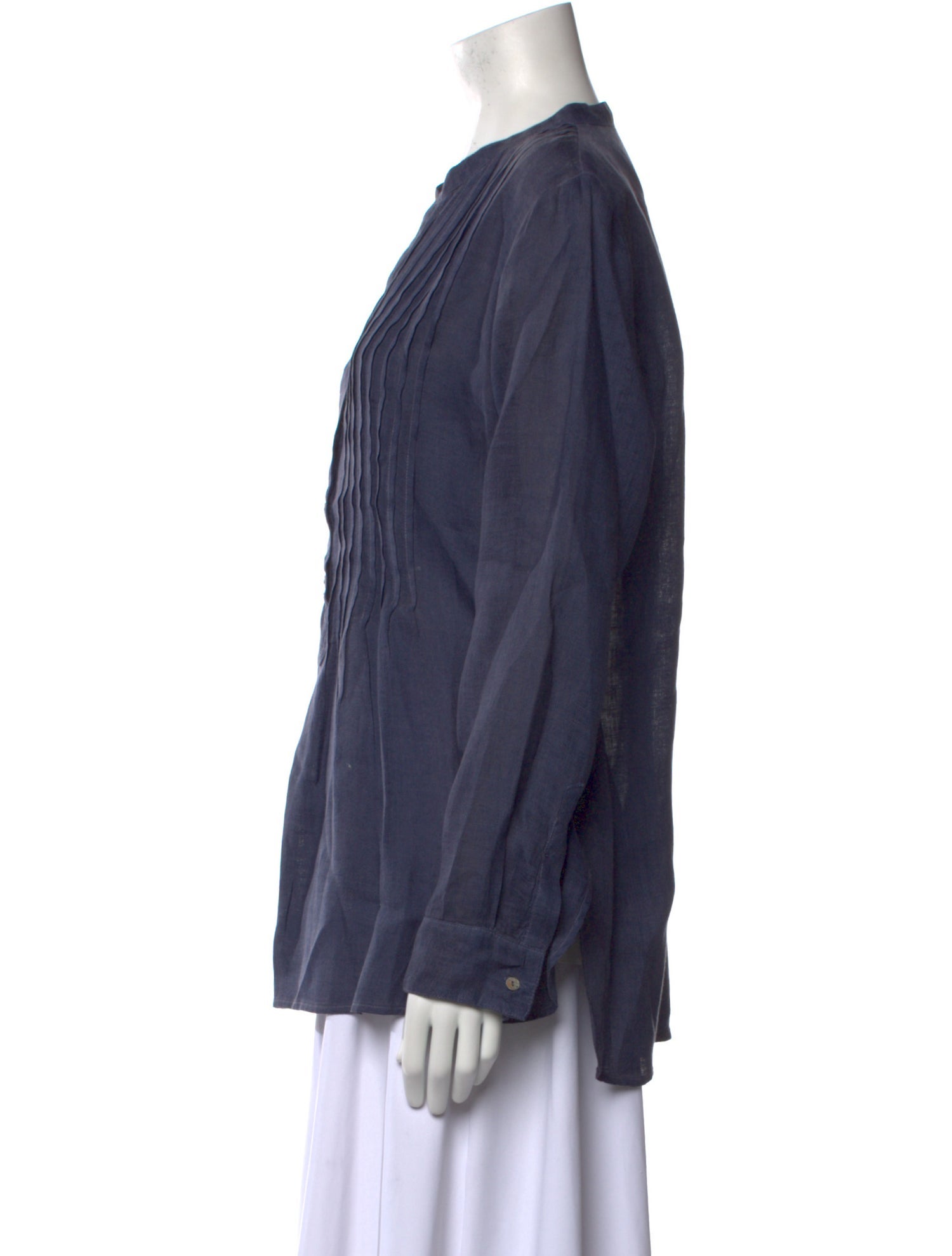 120% Lino Linen V-Neck Button-Up Top