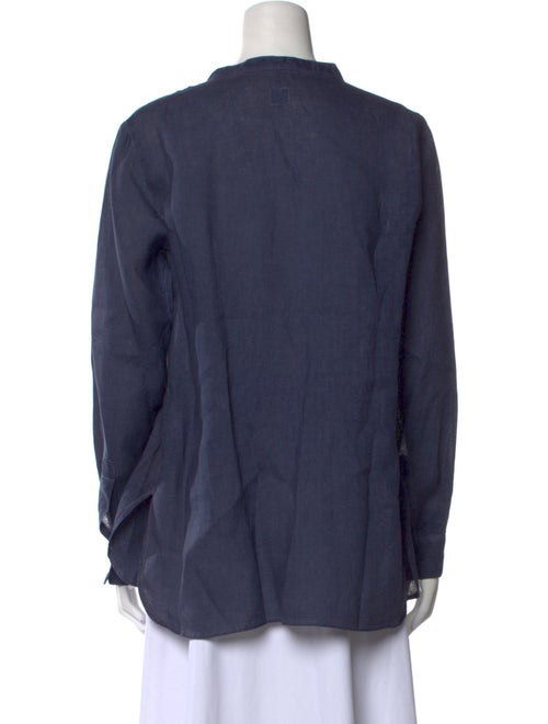 120% Lino Linen V-Neck Button-Up Top