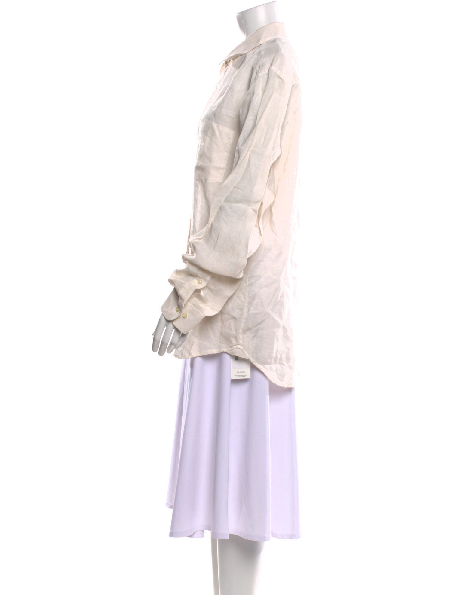 120% Lino Linen Long Sleeve Button-Up Top